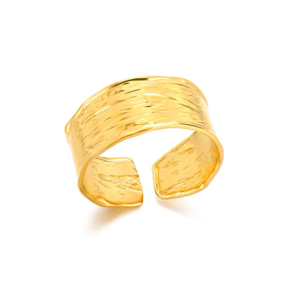 

European & American Luxurious Wide Band Open Ring: Unique Design for Daily Wear Jewelry