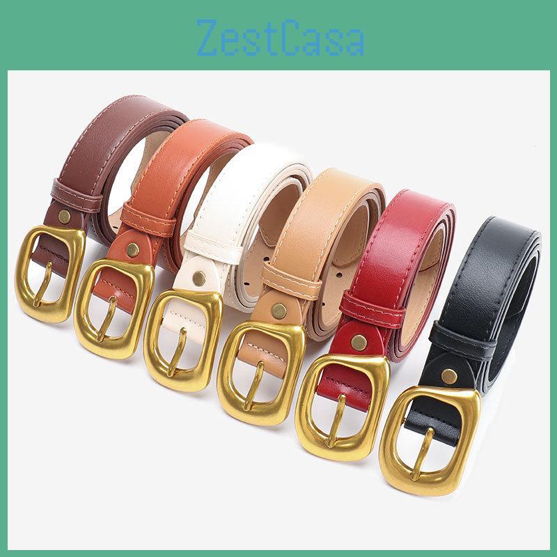 Color Solid Simple Belt With Irregular Square Needle Buckle Design For Use Daily
