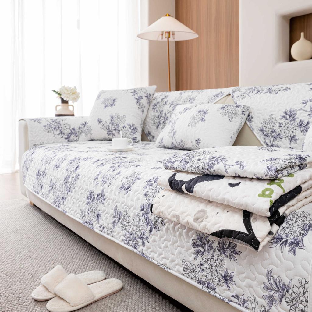 Cotton Twill Sofa Cushion Four Seasons Universal Modern Simple Non-Slip Sofa Cover Cloth Cushion Bay Window Sofa Cover