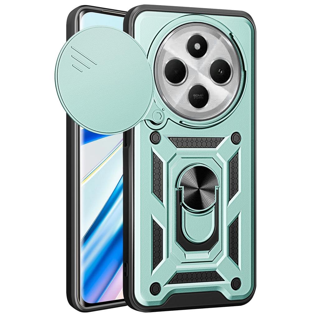 For Xiaomi Poco C75 4G/Redmi 14R 5G/14C 4G Case with Slide Camera Lid PC+TPU Kickstand Phone Cover