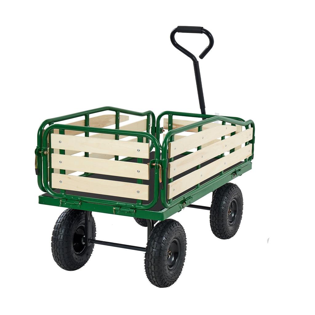 VEVOR Pull-Along Wagon for Kids,101 Cm Toddler Wagons with Foldable Wooden Panel & Handle, Supports Up To 250kg, 25.4cm All-Terrain Tires