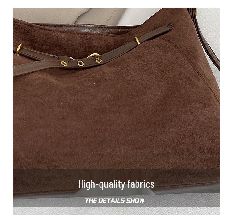 Retro Dark Suede Multi-way Crossbody Tote Bag - Large Capacity