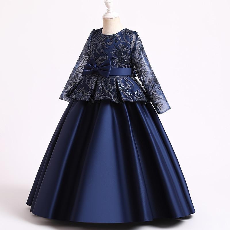 12y New High Fashion Dark Blue Sequins Flower Girl Pageant Formal Dress Age 5T Dresses Clothing