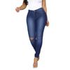 Womens Hole Button Zipper Pocket Jeans Casual Denim Flares Wide Leg Slim Pants