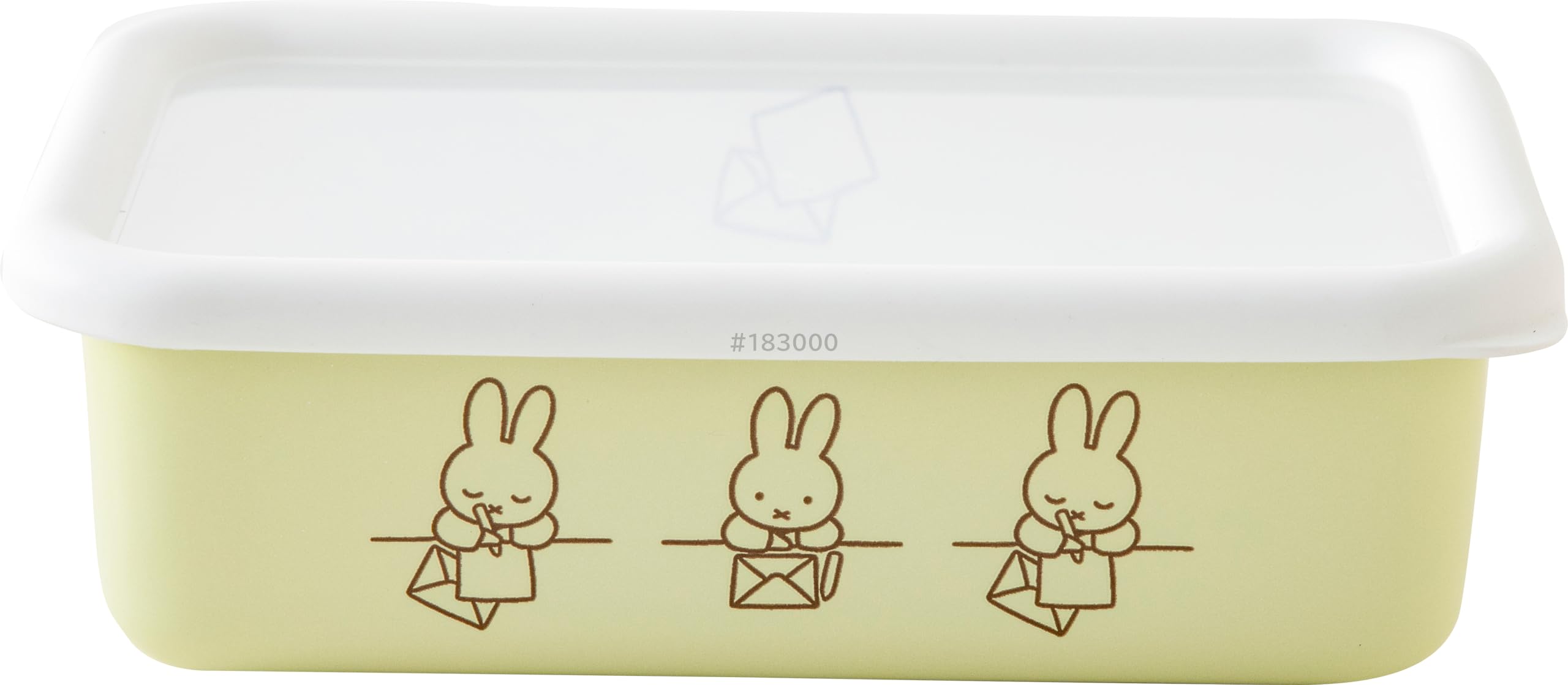 

Fuji Enamel Miffy Pastel Storage Container with Shallow Rectangle Square Medium Size Pale Green Letter Miffy Enamel Lid,