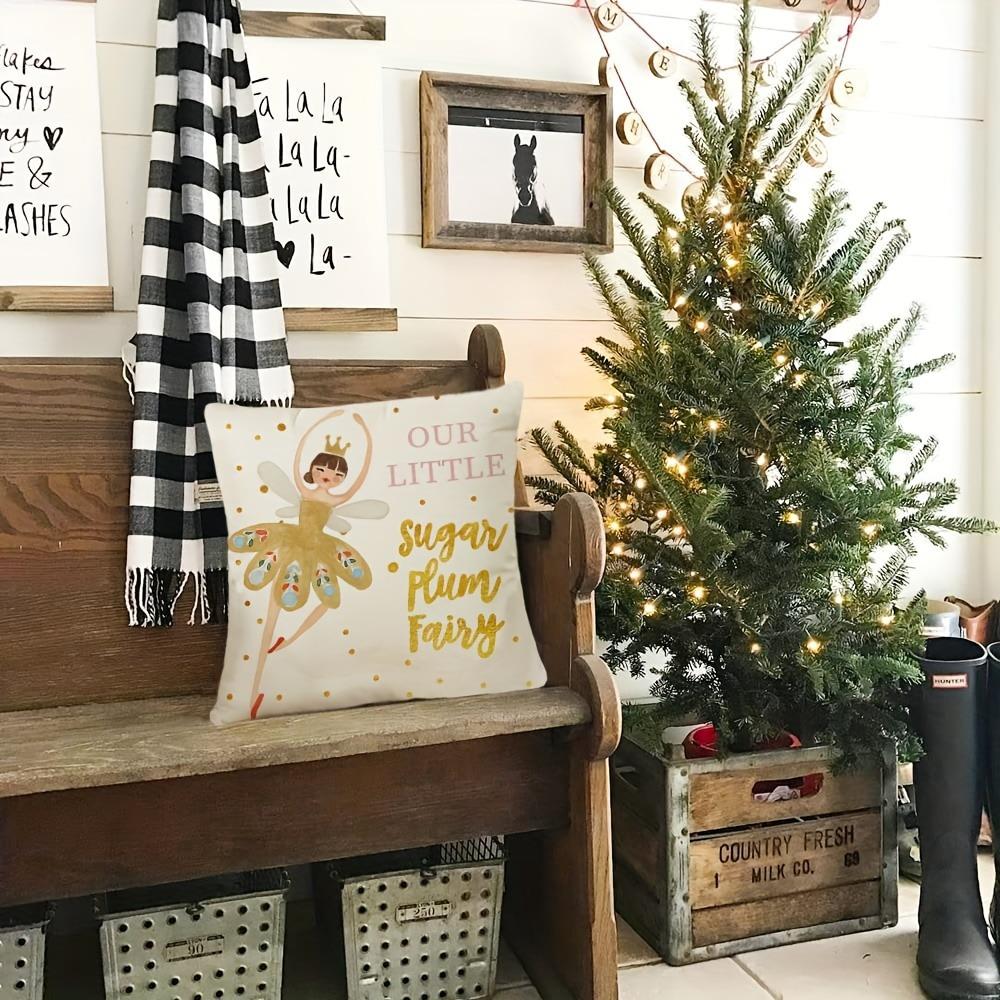 Weihnachtlicher Nussknacker und Zuckerfee Themen-Kissenbezug: Willkommen im Land der Süßigkeiten! Neujahrs-Hausdekoration