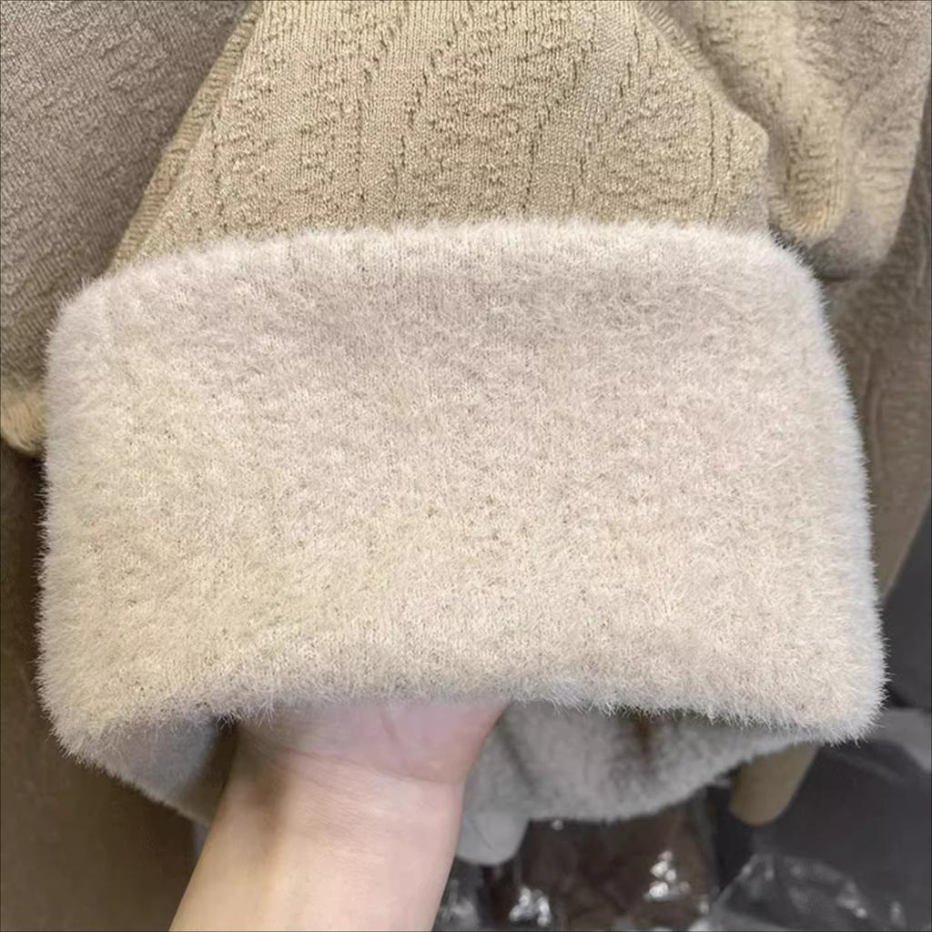 Pulover de catifea dintr-o singură piesă pentru femei, pulover gros de catifea cu gât mediu înalt, pulover tricotat, top interior la modă pentru toamnă și iarnă