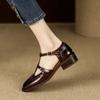 Fashion New Spring 2025 Genuine Leather Mary Janes Low Heel Women Shoes Retro Round Toe Shoes for Women Block Pumps retro Ladies Shoes