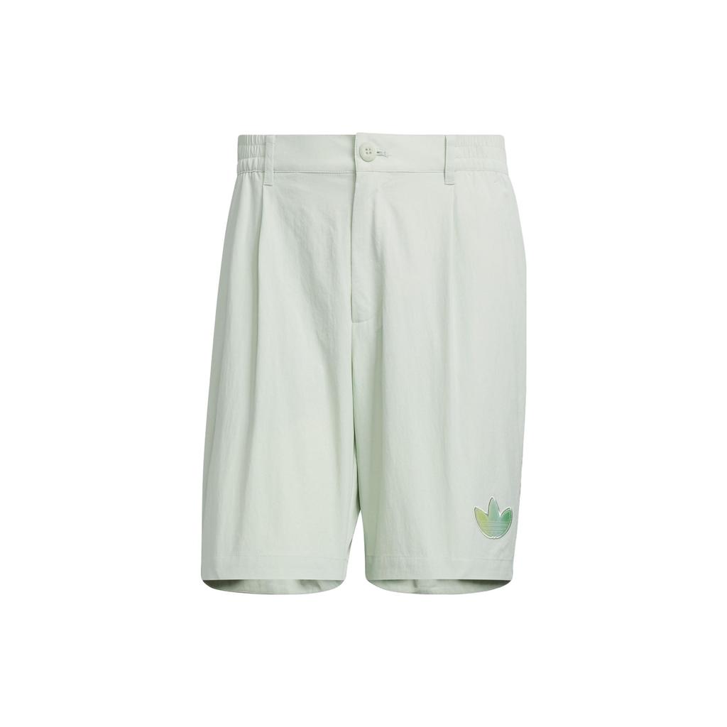 Adidas Originals Clover Woven Shorts With Monochrome Logo Patch Men Shorts Linen-Green IK8680