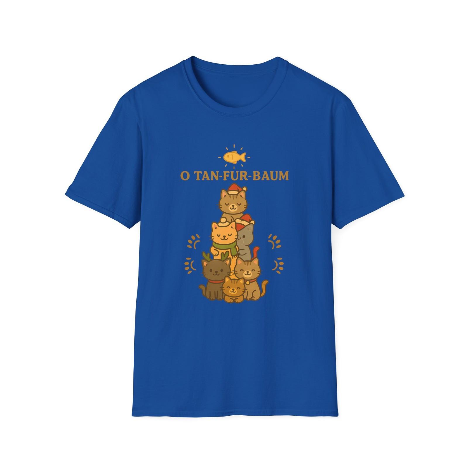 Unisex Softstyle T-Shirt Mens Womens Tees Top O Tan-Fur-Baum Funny Christmas Cat Tree Holiday Tee 3XL