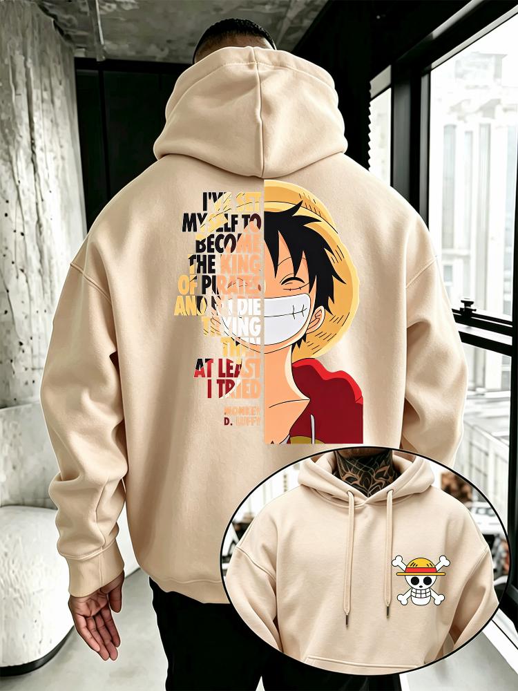 Neue Herbst-/Winter-Serie Einteiler Druck Hochwertiger Herren-Hoodie, Verdickt, Warm, Lässiger Streetwear-Stil Pullover L beige