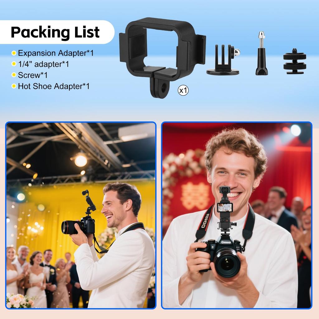Kompatibel mit DJI Osmo Pocket Kamera Halterung Blitzschuh Winkelverstellung 4P/4/3 Adapter, Erweiterung,