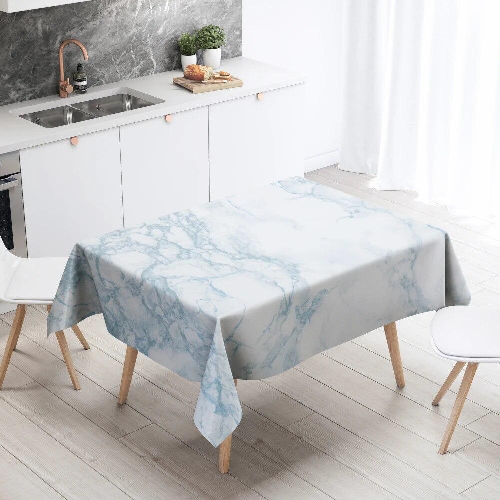 Marble Pattern Table Cloth Home Decor Stain Resistant Waterproof  Decoration Rectangular Kitchen Fireplace Countertop
