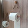 1Pc Wall-Mounted Rustic Hemp Rope and Wooden Stick Toilet Paper Holder Decorative Bathroom Tissue Dispenser Toilet Paper Storage