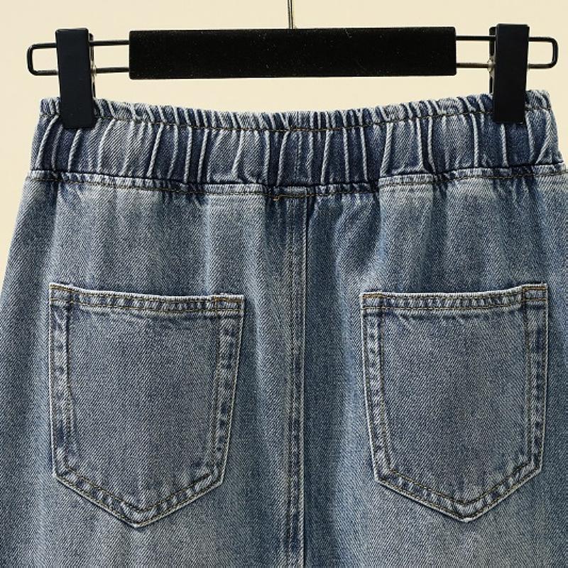 DIMANAF 2025 New Summer Denim skirt Women Casual Denim Big Blue