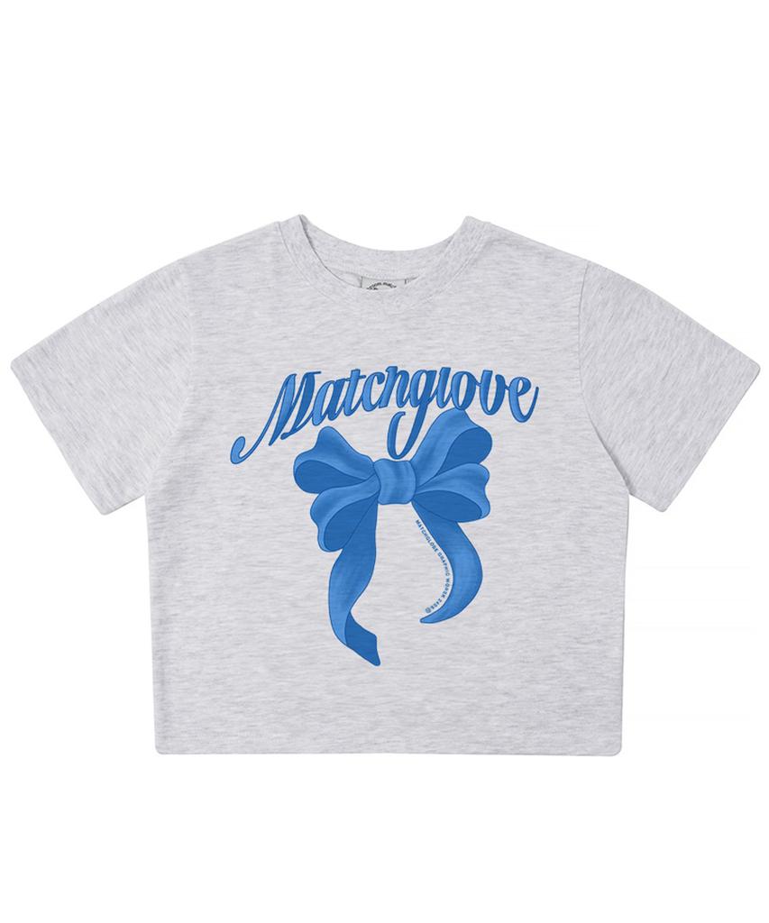 MATCHGLOBE Big Ribbon Crop Top (Light Melange)