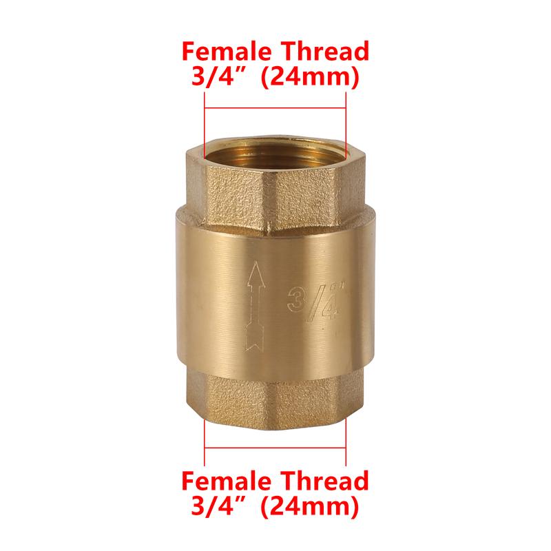 1Pc 1/2” 3/4”1” Female Thread NPT Brass Thread In-Line Spring Check Valve One-Way Anti Backflow Valve Water Control Float Valve