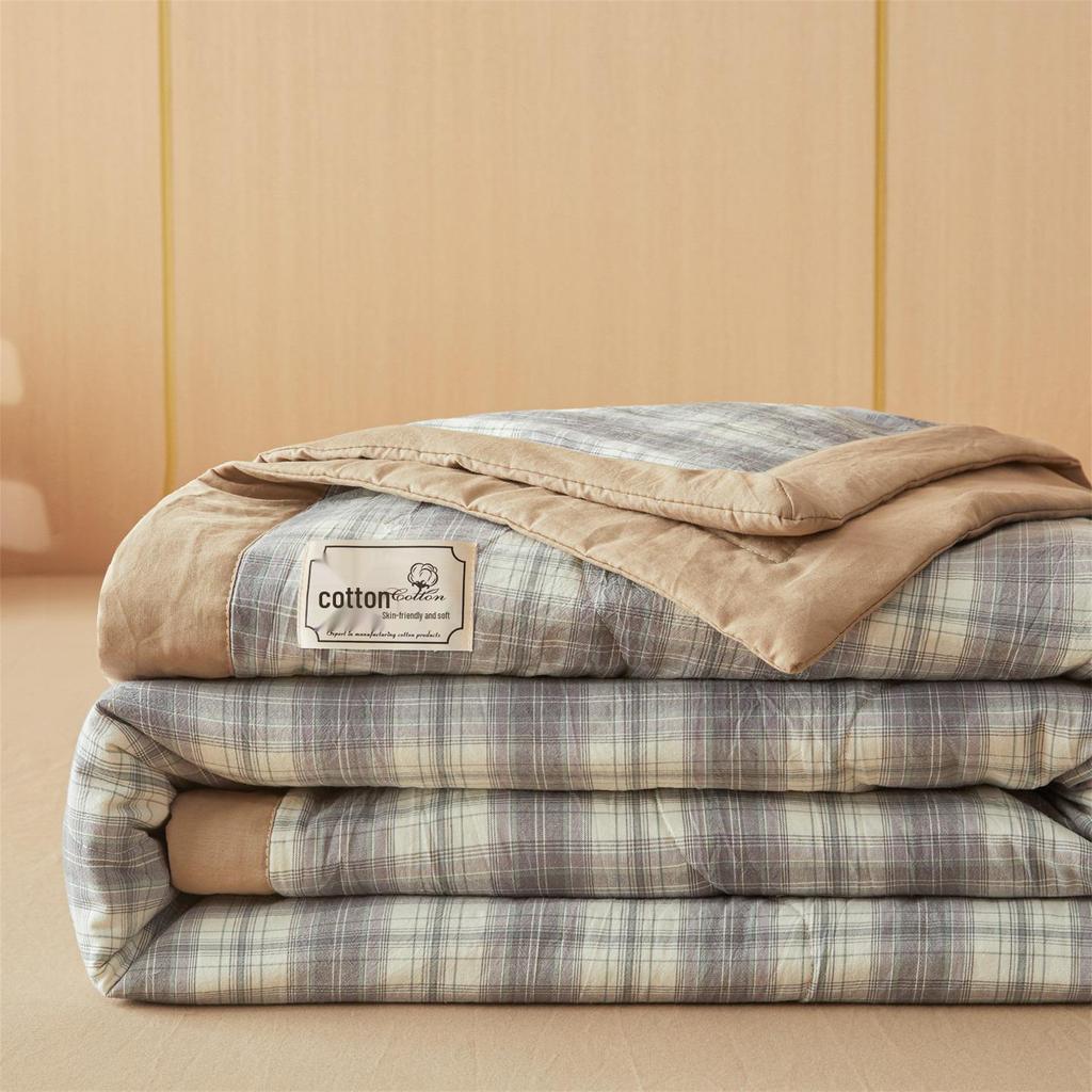 Muji-style Pure Cotton Summer Quilt – All-Cotton, Machine Washable Air Conditioning Quilt for Dorms