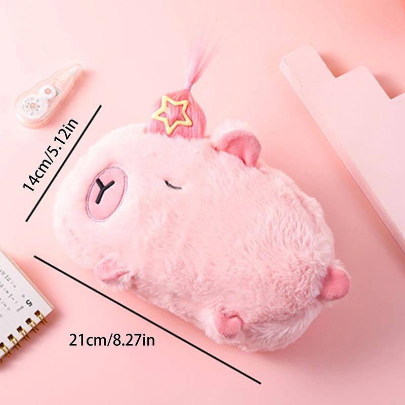 Latest Cute Capybara Plush Pencil Case Cosmetic Bag Guinea Pig Pen Pouch Large Capacity Pencil Bag School Supplies Stationery Box