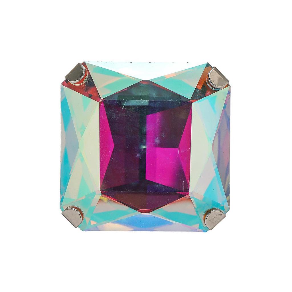 Exaggerated Crystal Square Ring: Versatile Light Luxury Fashion