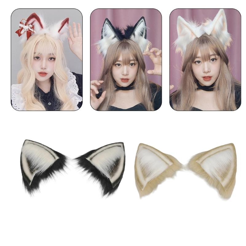Realistic Wolf Ear Headbands Carnivals Party Plush Headpiece Movie Enthusiasts Party Role Play Animes Makeup Hairband