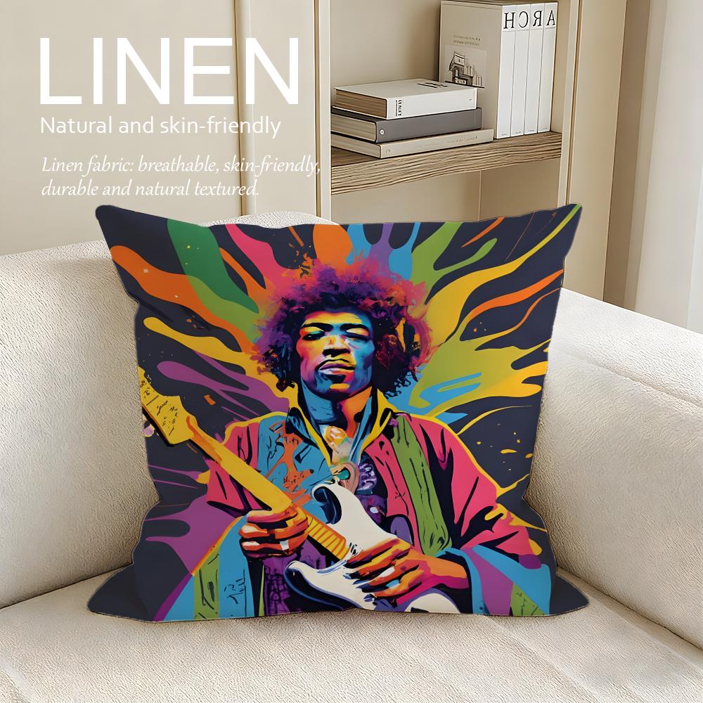 Music singer JJimi Hendrix Cushion Cover Pillowcase Set Pcs x x Breathable Washable Sofa Cushion Cover