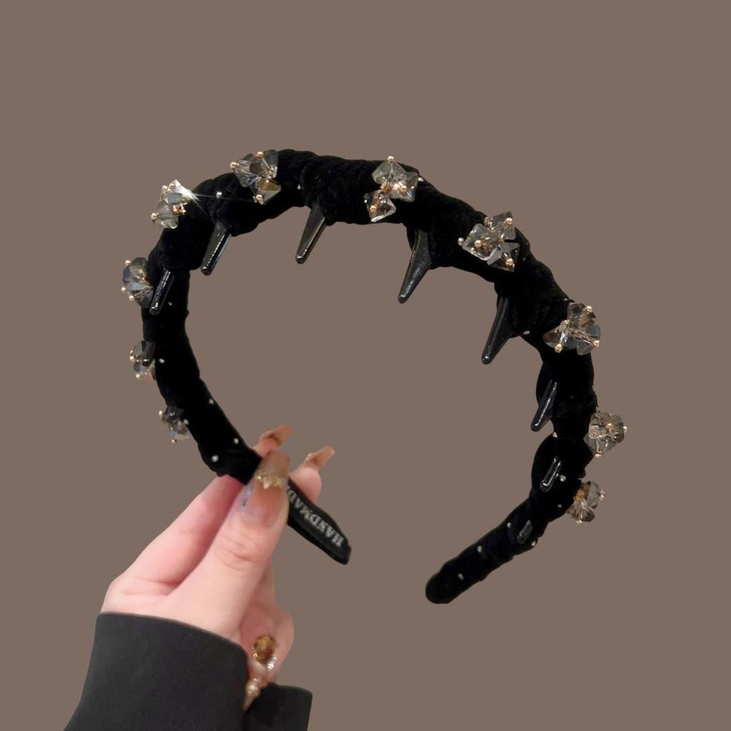 High-End Women's Bow Headband with Teeth - 2025 Face Washing & Hair Pressing Accessory