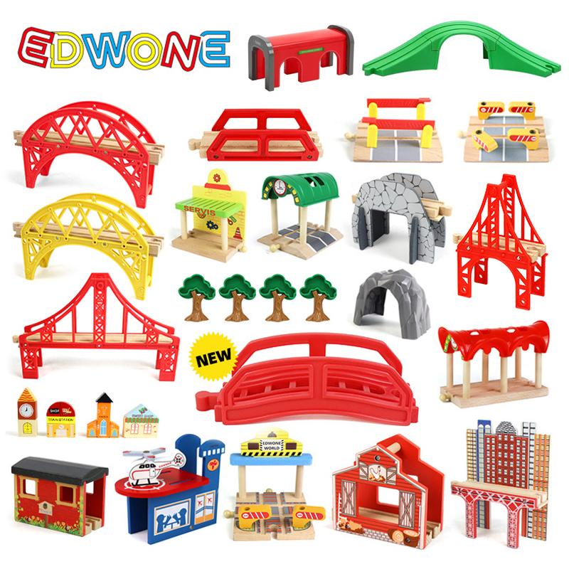 New Kinds of Wooden Tracks Accessories Beech Wood Railway Train Track Bridge Tunnel Station Fit for Wood Tracks Toys for Kids