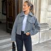 Giacca Tweed Corta Donna Giubbotti Bomber con Zip per Donna Manica Lunga Cappotto Esterno Donna Capispalla Cappotti da Donna