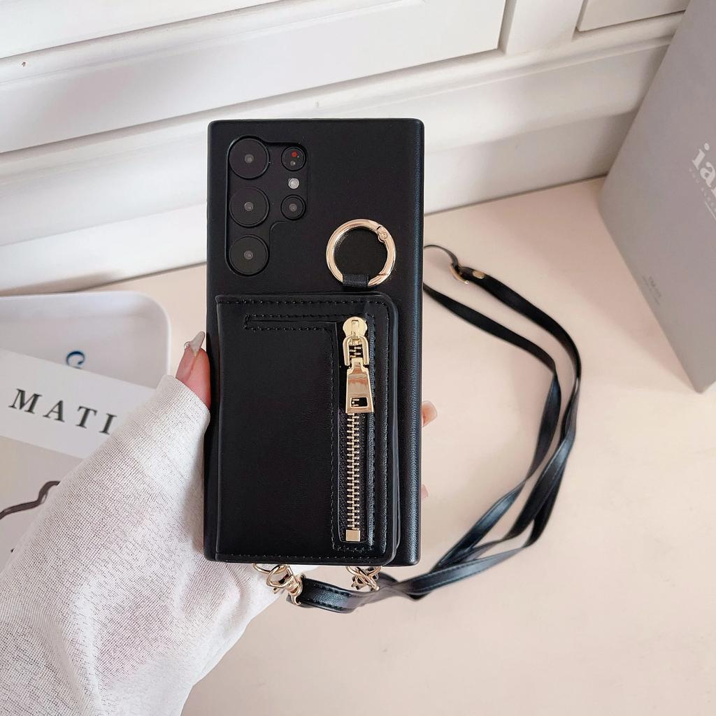 Umhänge-Ledergeldbörse mit Kartenhalter Handyhülle für Samsung Galaxy S23 FE S25 S24 S22 Ultra Plus A53 A54 Stoßfeste Hülle