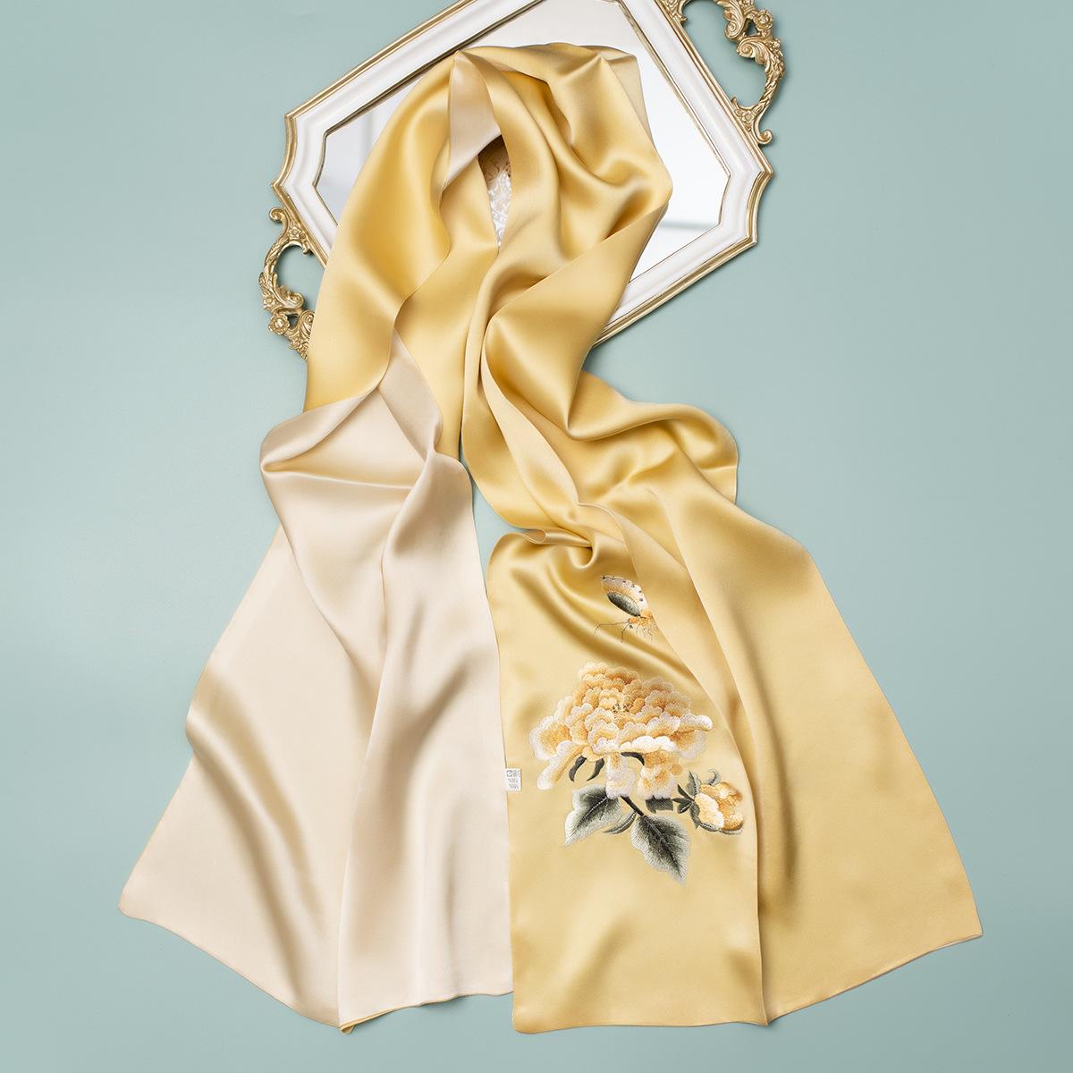 Silk scarf women s high-end handmade embroidered silk scarf women s scarf shawl elegant gift silk scarf scarf gift box