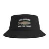 Fish Around And Find Trout Fishing Fishermen Bucket Hat  Hip Hop Fisherman Caps Portable Beach Travel Sun Hats For Unisex  Cap