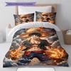 Juego de Ropa de Cama con Estampado de Monkey D. Luffy de One Piece Juego de Colcha Funda de Colcha Funda de Almohada Regalo de Cumpleaños para el Hogar(1 * funda nórdica + 2 * fundas de almohada, sin núcleo)