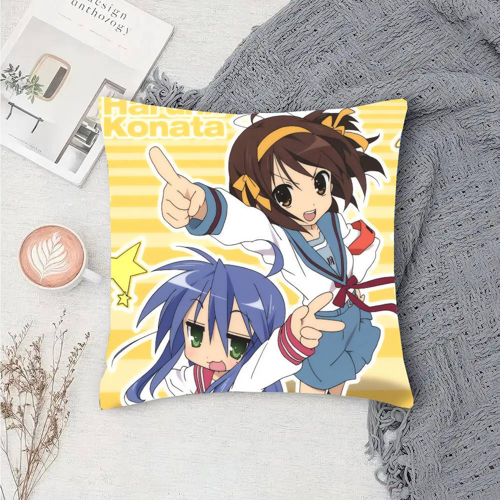 Anime Lucky Star Pillow Case Fashion Square Pillowcase Bedroom Sofa Room Ins Decoration Leisure