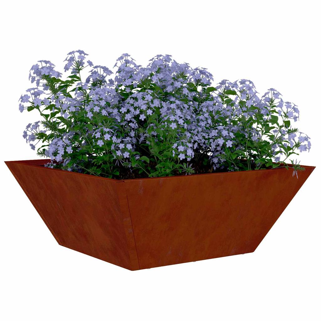 Garden Planter Set 5 Pcs Rusty Finish 40 X 40 X 15 Cm Weatherproof Steel