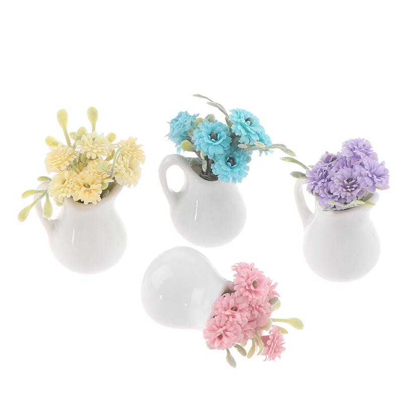 1:12 Dollhouse Miniature Flowers Fairy Garden Ornament Potted Plant Flowers Pot