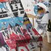 Vintage Old Newspaper Graffiti Tulle Curtains For Living Room Bedroom Decoration Chiffon Sheer Voile Kitchen Window Curtain
