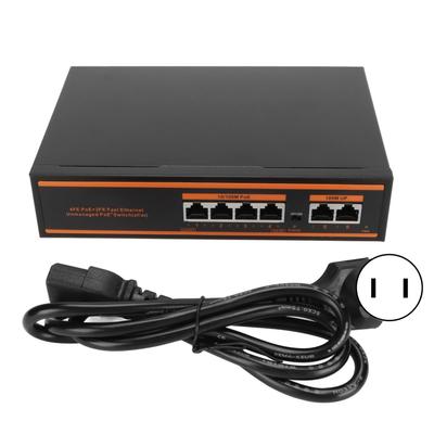 Poe Switch 6 Ports Fanless Design Metal Shell Ethernet Network Switch for IP Cameras VoIP Phones