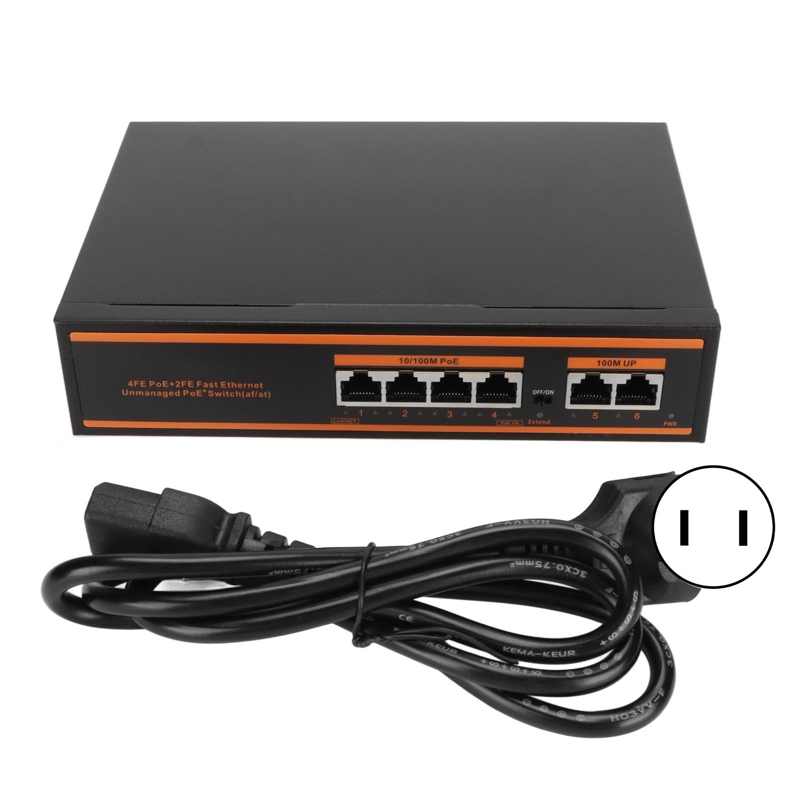 

Poe Switch 6 Ports Fanless Design Metal Shell Ethernet Network Switch for IP Cameras VoIP Phones US Plug