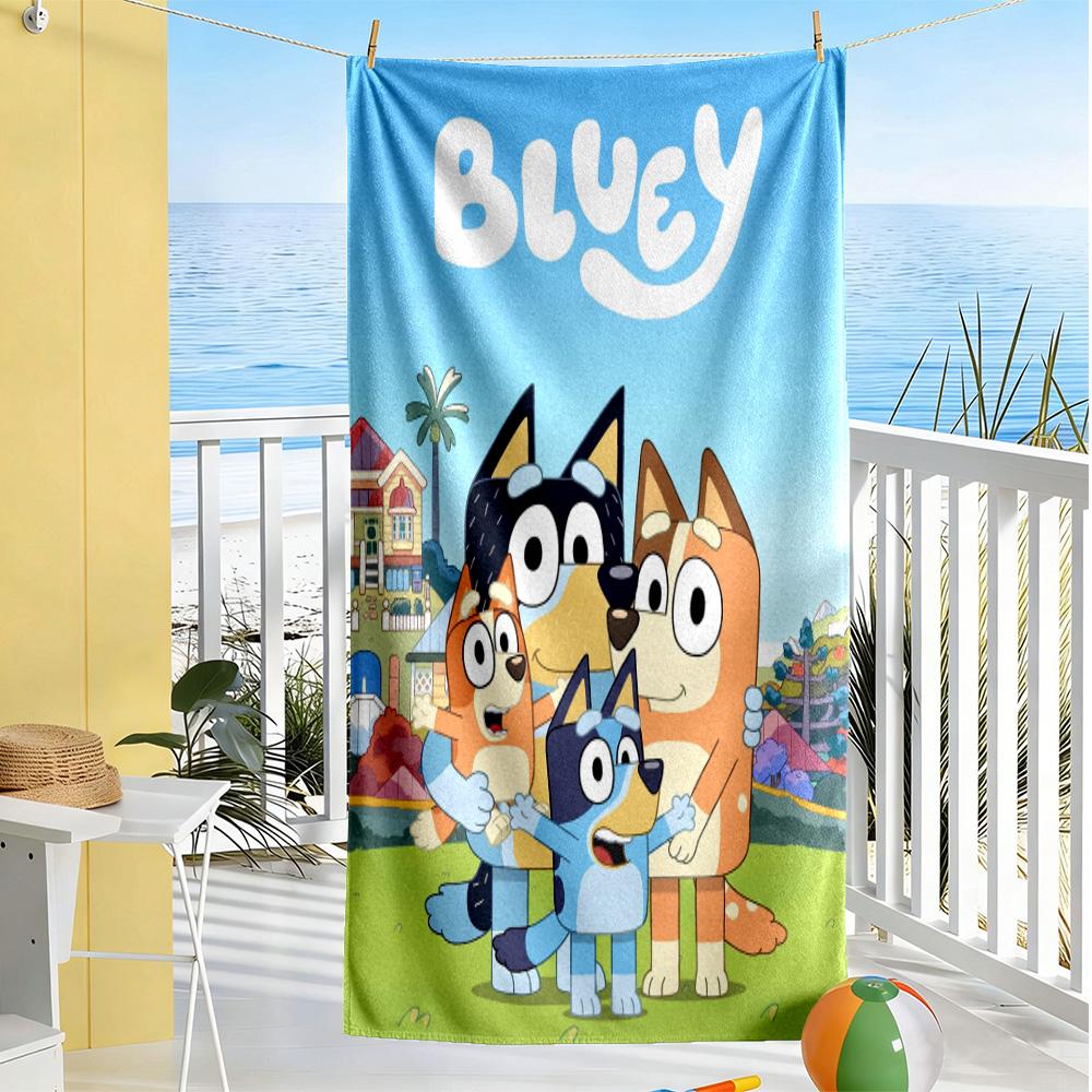 Bluey's Colorful Friends Beach Towel Super Soft Microfiber Quickdry Fabric Comfortable Lightweight Perfect for Traveling Yoga Camping and Swimming