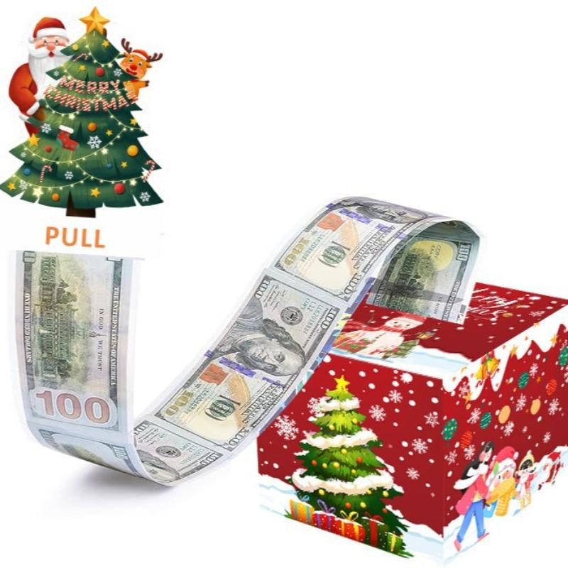 Christmas Draw Money Surprise Gift Box 12 × 12cm Christmas Tree Pull Money Box Holiday Party Creative Gift