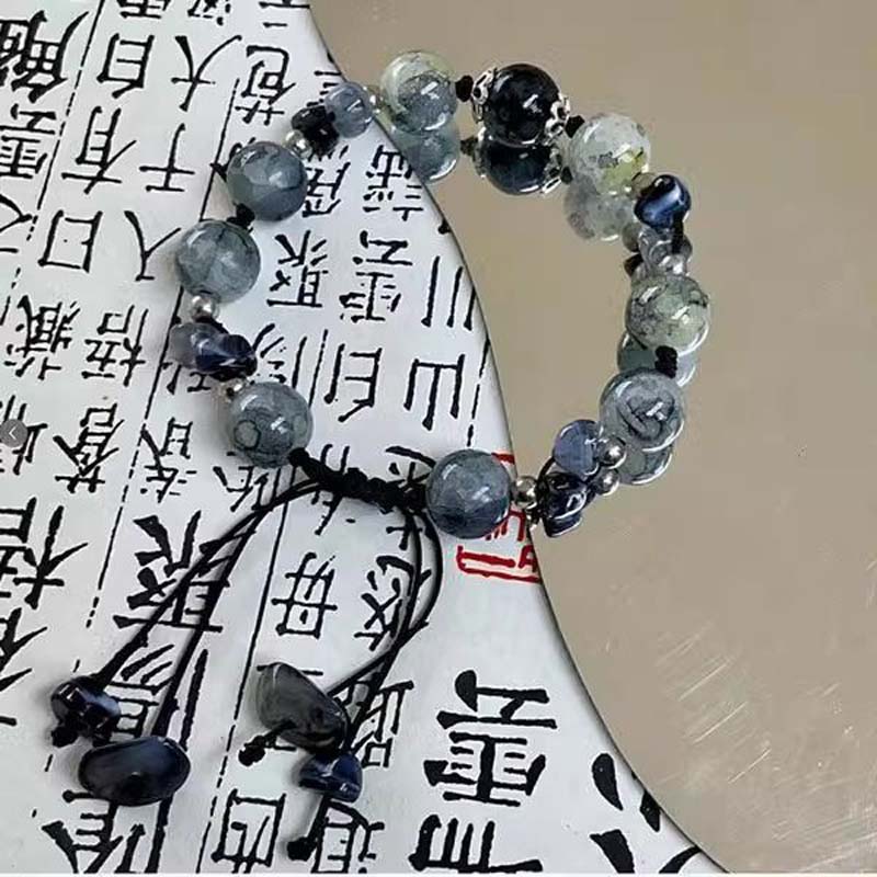 

Новый браслет с синим кристаллом в китайском стиле с бабочкой для женщин, винтажный этнический плетеный браслет-шарм ручной работы, ювелирное изделие