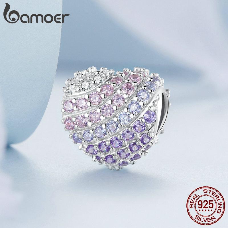 

BAMOER стерлингового серебра 925 пробы, изысканные подвески в виде цветов, коллекция подвесок в форме сердца, подходящие для женщин, изготовление браслетов и браслетов своими руками, изящные ювелирные изделия 925 silver