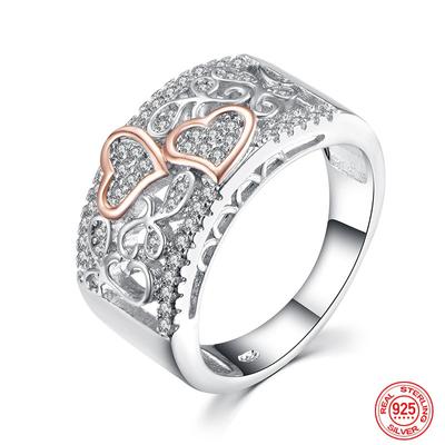925 Sterling Silver Heart Cz Rings For Women Fashion Wedding Jewelry