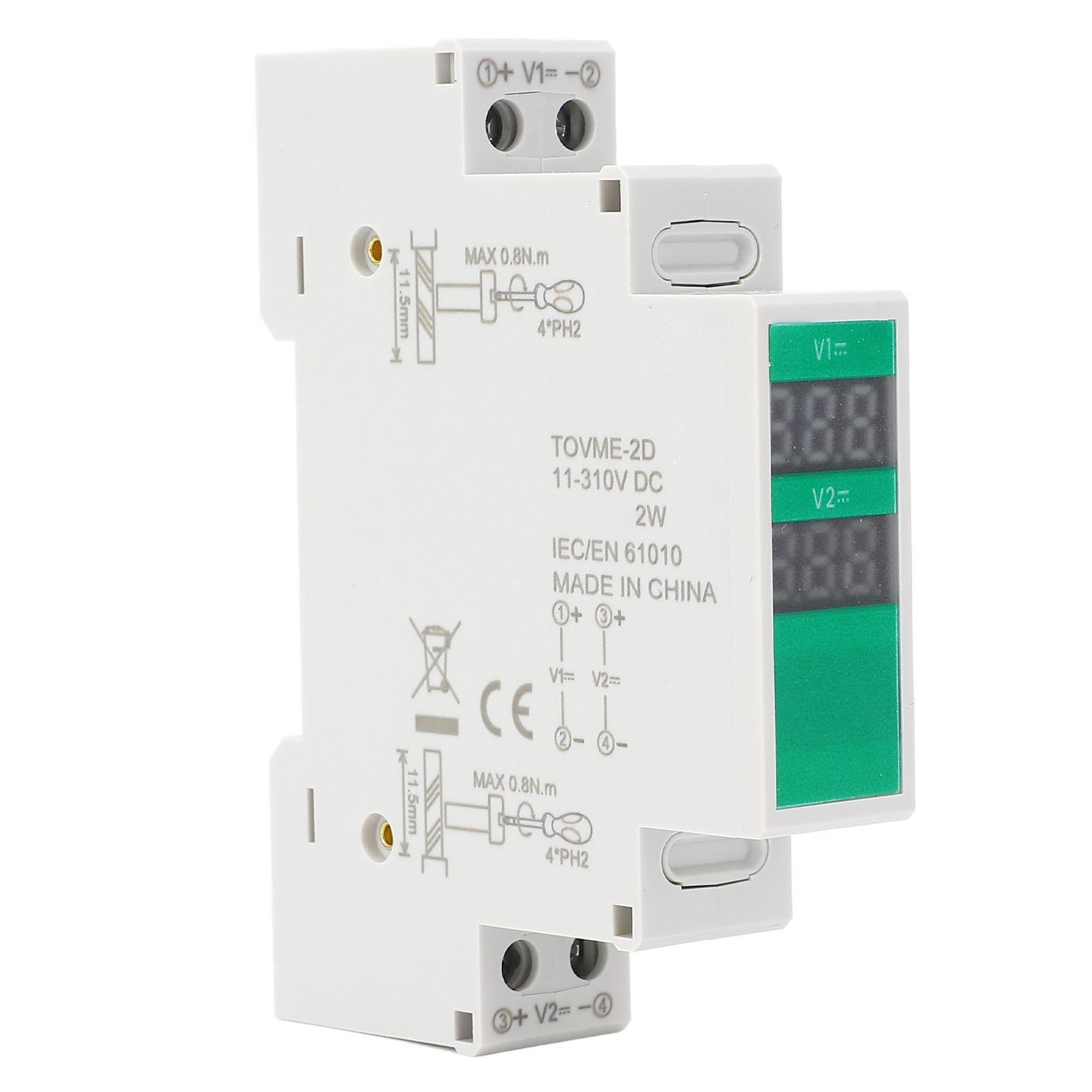 

DIN Rail Voltmeter DC 11V to 310V Voltage Range LCD Digital Display Din Rail Mount Voltage Meter
