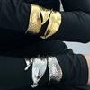 DIEZI Exaggerated Vintage Leaves Geometric Cuff Spring Bangles Men Fashion Punk Gold Silver Color Bracelet For Women Jewelry