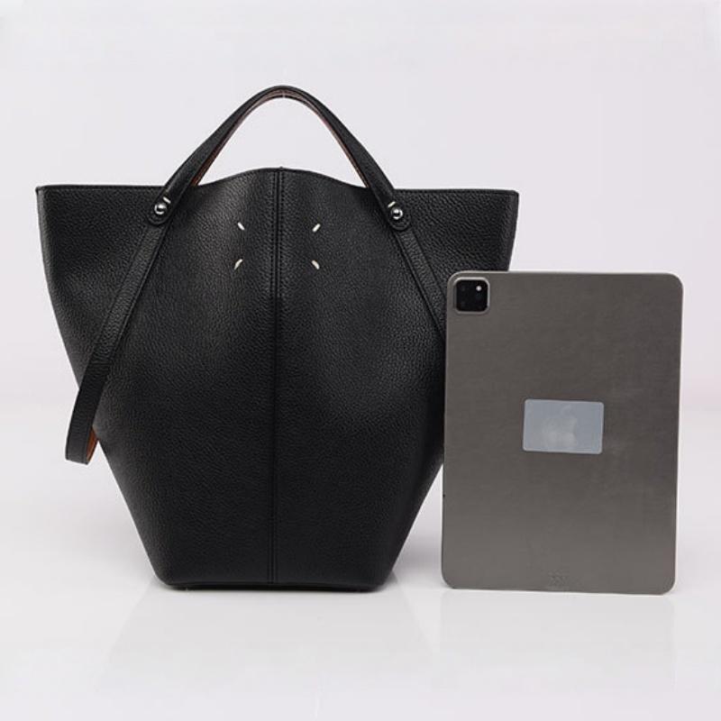 2025 New Fashion Margiela Portable Bucket Bag High-end Lychee Pattern Large Capacity Women's Basket Bag Autumn Winter Trendy PU Leather Big Tote Bag