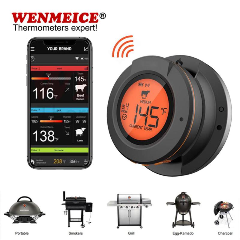 Food Cooking Wireless BBQ Remote Thermometer Probes Smart Digital Barbecue Thermometer Free App Control