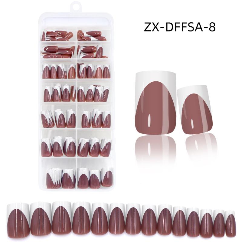 

140Pcs/Box Nude Pink Matte French Press On Nails 14Sizes Extra Short Square Full Cover Soft Gel False Nail Tips Nail Extension ZX DFFSA 8