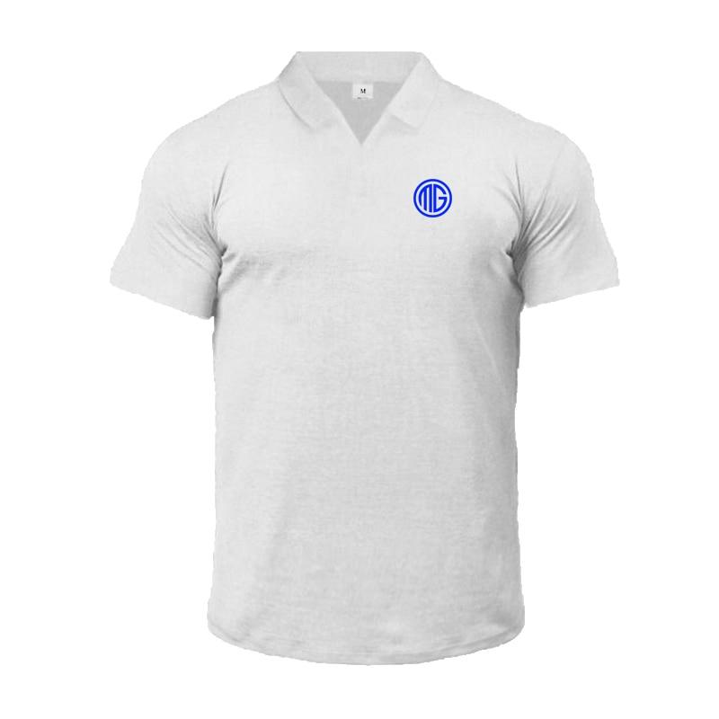 Do The Work  Cotton Summer New Arrival Breathable Homme Printed Turned-collar V-neck Bodybuilding Fitness Workout Loose T-shirt